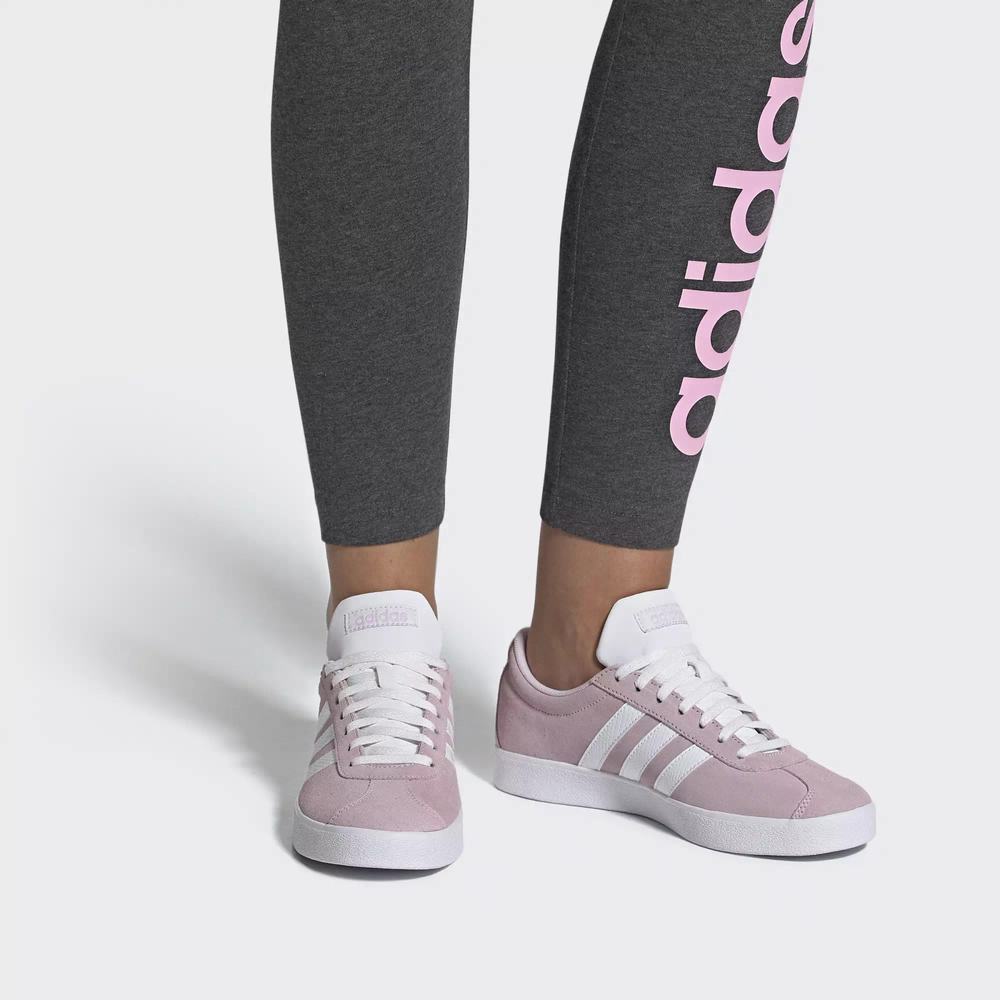 Adidas VL Court 2.0 Tenis Rosas Para Mujer (MX-55166)